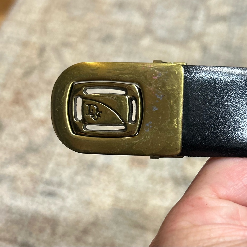 Vintage Christian Dior Monsieur brass belt buckle with reversible belt. - Picture 2 of 5